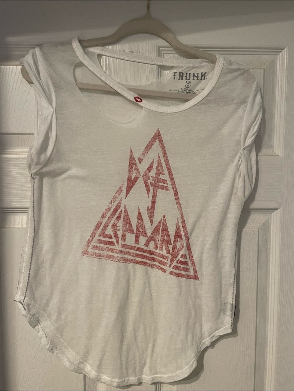 Trunk Ltd White Short Sleeve Tee with Def Leppard Print